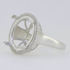 Sterling Silver Semi Mount Pendant Setting Round RD 18x18mm Halo White - Syzjewelry