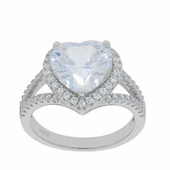 Sterling Silver Semi Mount Ring Setting Heart HT 10x10mm White Topaz - Syzjewelry