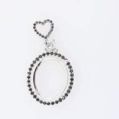 Sterling Silver Semi Mount Pendant Setting Oval OV 16X13mm Spinel White Topaz - Syzjewelry