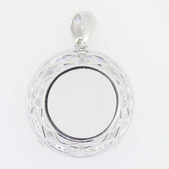 Sterling Silver Semi Mount Pendant Setting Round RD 18x18mm Halo White - Syzjewelry