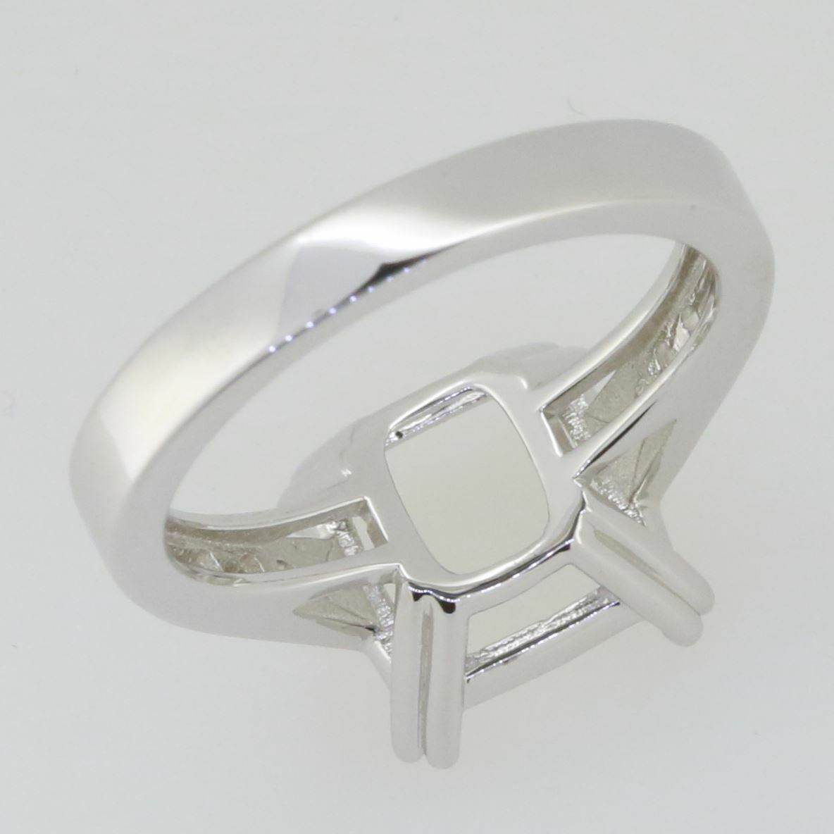 14K White Gold Semi Mount Ring Setting Cushion CU 10X10mm - Syzjewelry