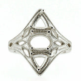 Sterling Silver Semi Mount Ring Setting Oval OV 8x6 Tri 5x5mm Art Deco Style - Syzjewelry