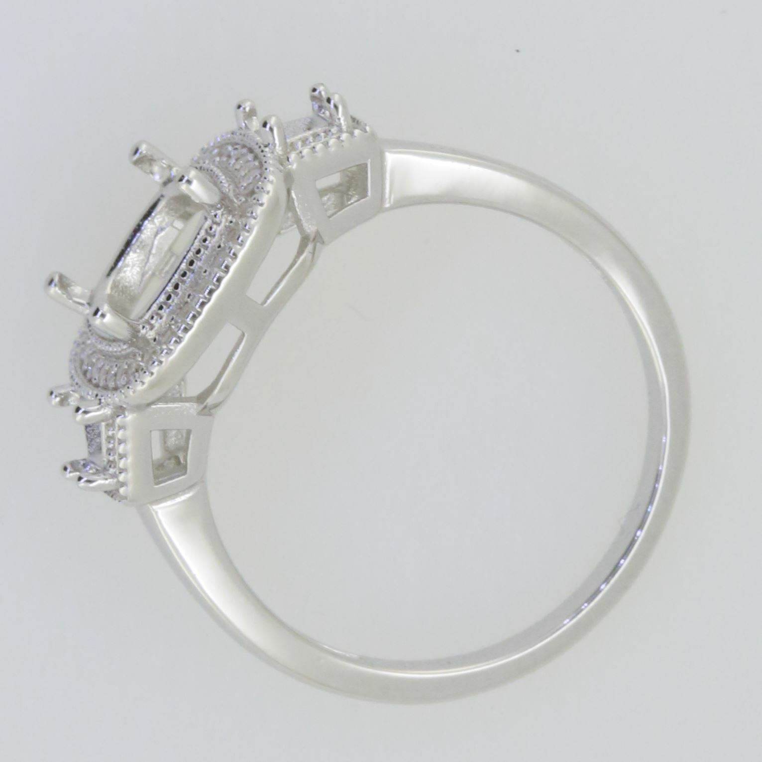 14K White Gold Semi Mount Ring Setting Cushion CU 9x7mm GTL20270R14KW - Syzjewelry