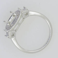14K White Gold Semi Mount Ring Setting Cushion CU 9x7mm GTL20270R14KW - Syzjewelry