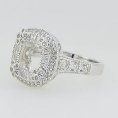 Sterling Silver Semi Mount Ring Setting Cushion CU 7X7mm White Topaz Solid - Syzjewelry