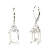 Sterling Silver Semi Mount Earrings Setting OCT 10X8mm Leverback White - Syzjewelry