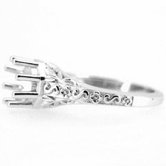 Art Deco Style Sterling Silver Semi Mount Ring Setting Round RD 6x6mm - Syzjewelry