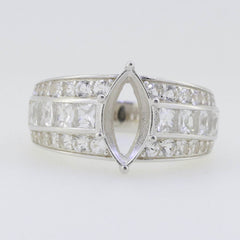 Sterling Silver Semi Mount Ring Setting Marquise MQ 12X6mm White Topaz Solid - Syzjewelry