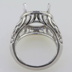 Sterling Silver Semi Mount Ring Setting Oval OV 18x13mm Vintage Repro Halo Topaz - Syzjewelry