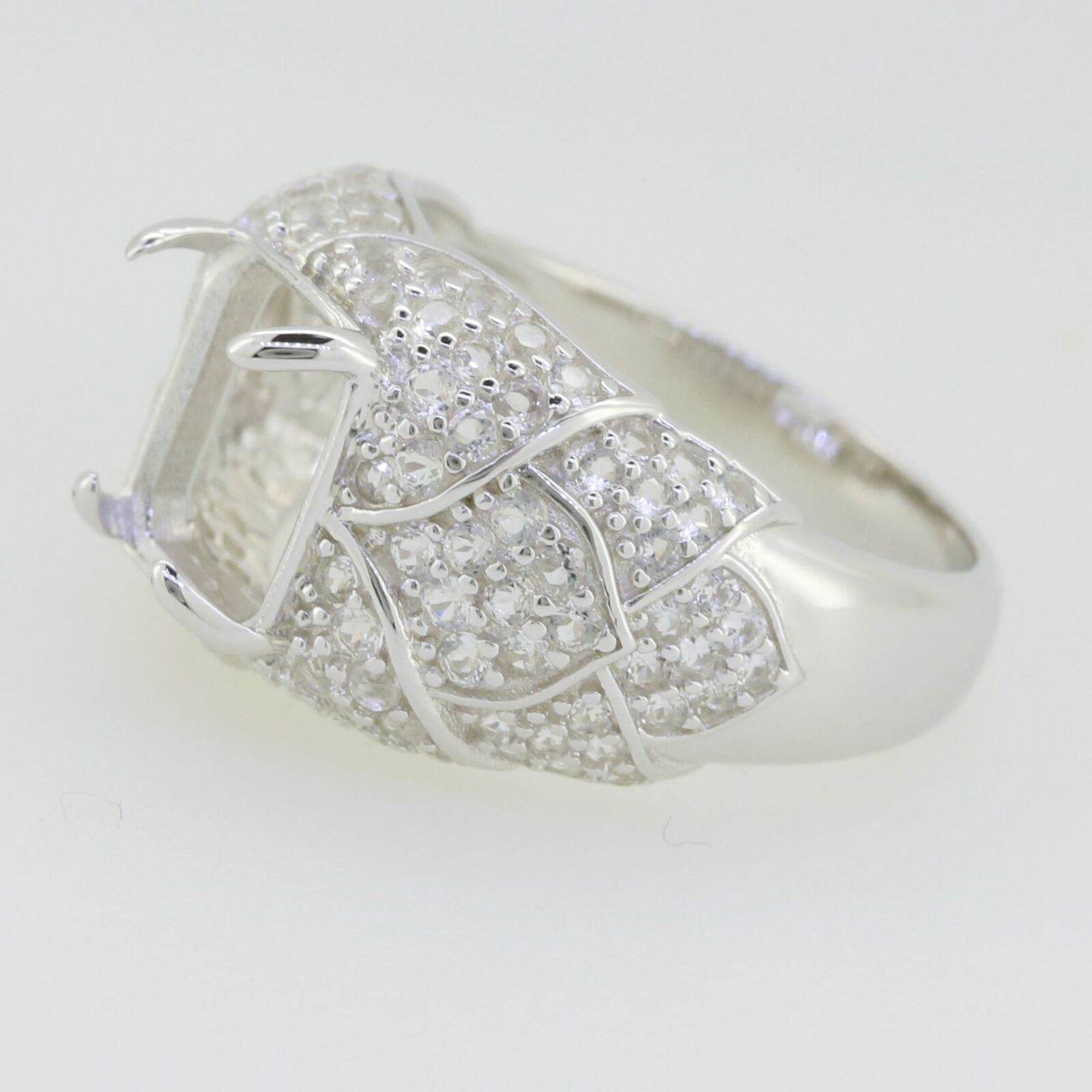 Sterling Silver Semi Mount Ring Setting Emerald OCT 10x8mm White - Syzjewelry