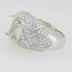 Sterling Silver Semi Mount Ring Setting Emerald OCT 10x8mm White - Syzjewelry