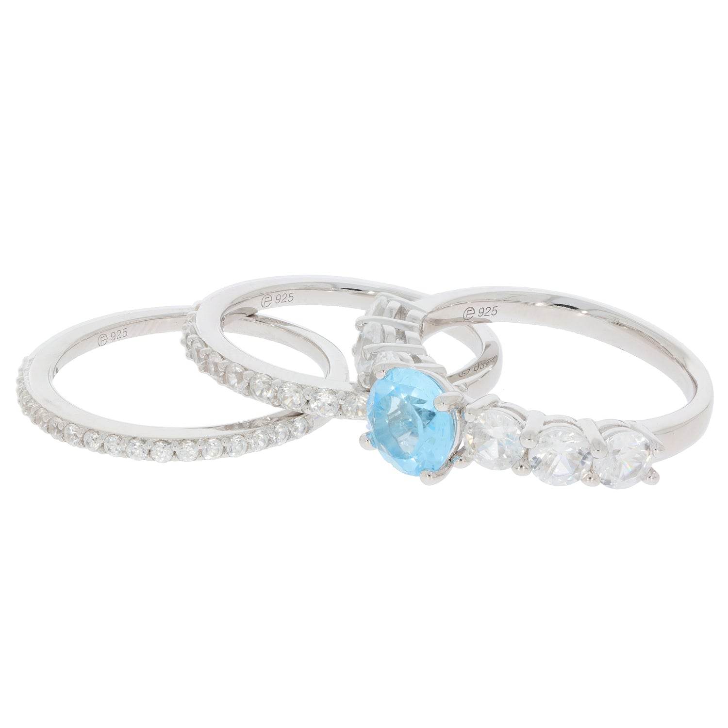 3 piece Set Sterling Silver Semi Mount Ring Setting Round RD 7X7 4X4m - Syzjewelry