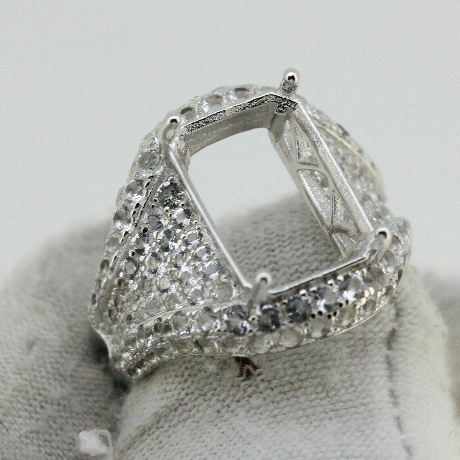 Sterling Silver Semi Mount Ring Setting OCT 14x10mm White Topaz - Syzjewelry