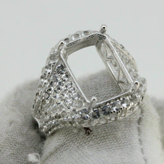 Sterling Silver Semi Mount Ring Setting OCT 14x10mm White Topaz - Syzjewelry