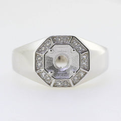 Sterling Silver Semi Mount Ring Setting Round RD 6x6mm Menïs Ring Whit - Syzjewelry