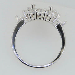 Sterling Silver Semi Mount Ring Setting Oval OV 11x9mm PE 6x4mm White Topaz - Syzjewelry