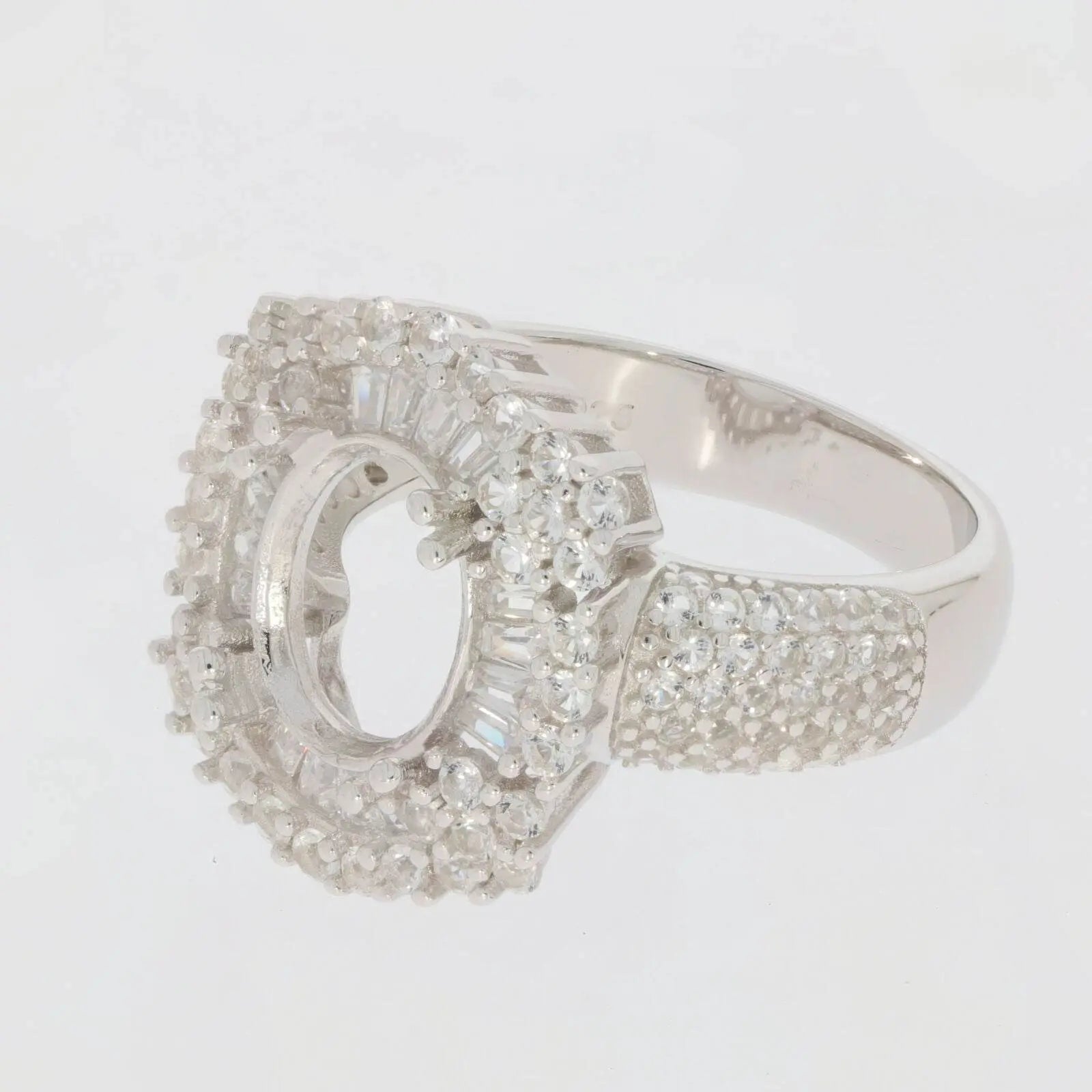 Sterling Silver Semi Mount Ring Setting Oval OV 10X8mm - Syzjewelry