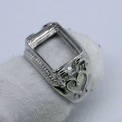 Men's Ring Settings Sterling Silver Ring Mounting Emerald OCT 12x10mm - Syzjewelry