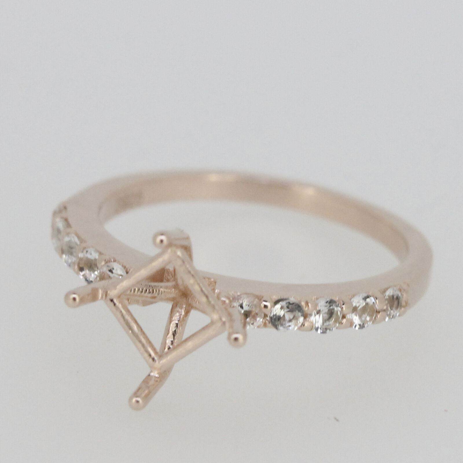 2 Pc 14K Rose Gold Semi Mount Ring Setting Princess SQ 6x6mm Engagement - Syzjewelry