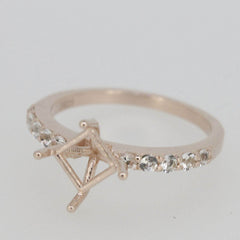 2 Pc 14K Rose Gold Semi Mount Ring Setting Princess SQ 6x6mm Engagement - Syzjewelry