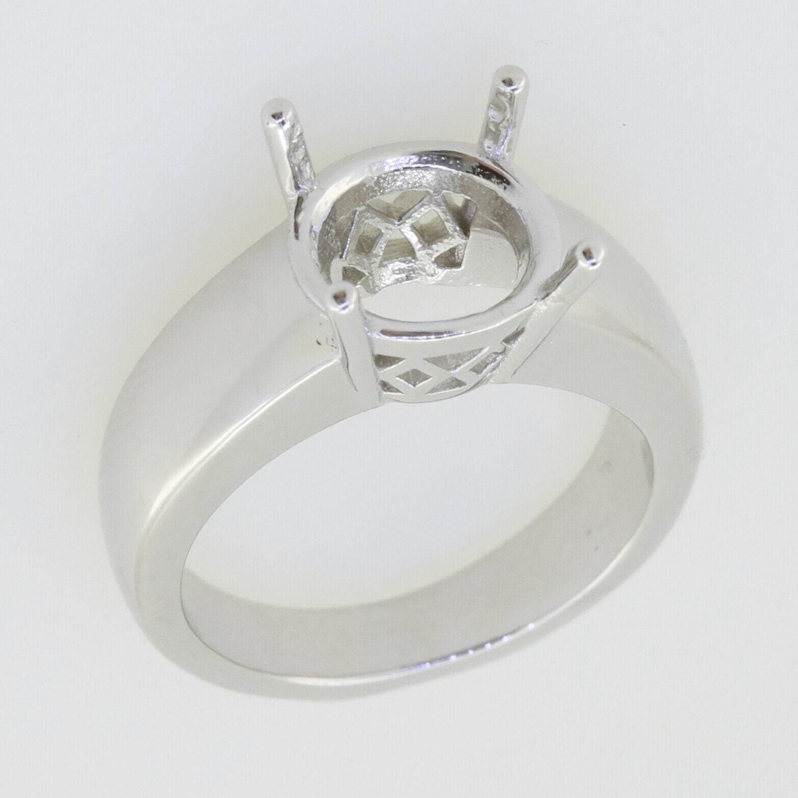 Men's Sterling Silver Semi Mount Ring Setting Round RD 10x10mm - Syzjewelry