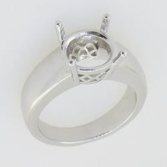 Men's Sterling Silver Semi Mount Ring Setting Round RD 10x10mm - Syzjewelry