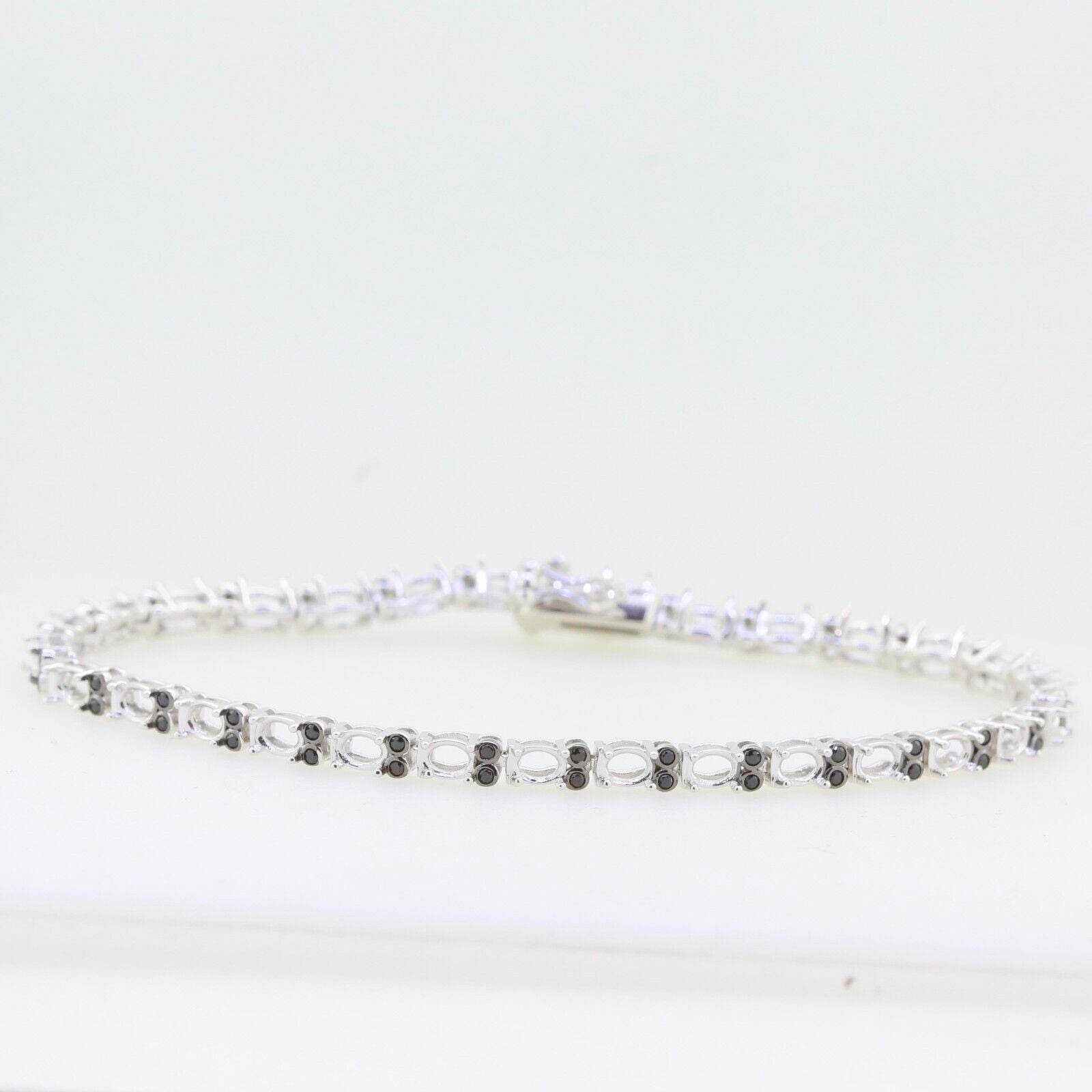 Sterling Silver Semi Mount Bracelet Setting OV 4X3mm White Topaz or Black Spine - Syzjewelry