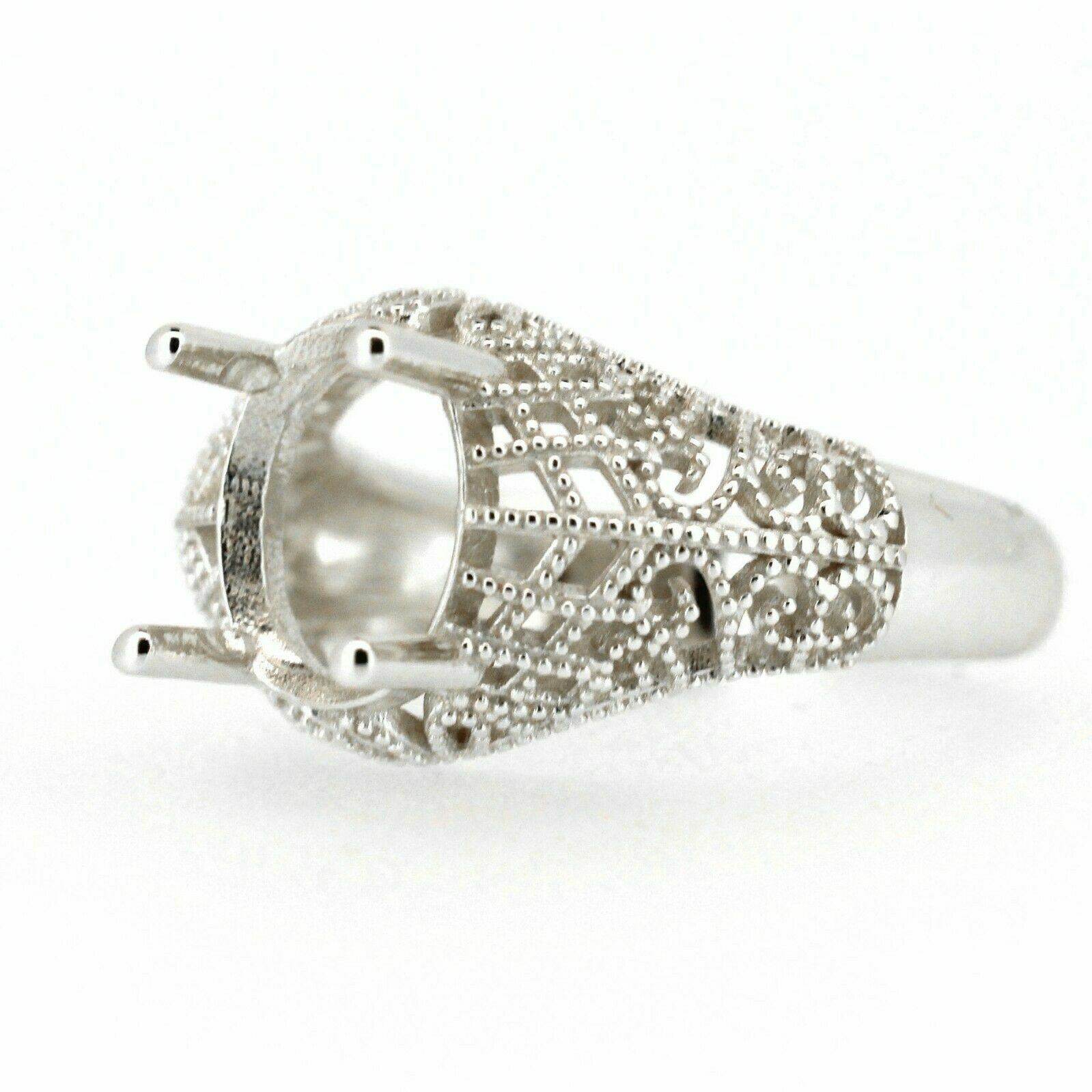 Sterling Silver Semi Mount Ring Setting Oval OV 10x8mm Rhodium - Syzjewelry