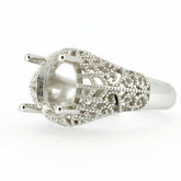 Sterling Silver Semi Mount Ring Setting Oval OV 10x8mm Rhodium - Syzjewelry