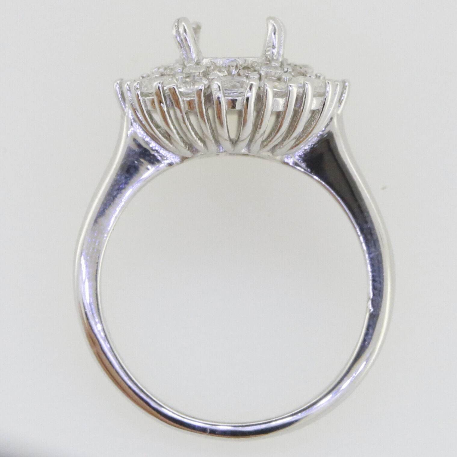 Sterling Silver Semi Mount Ring Setting Oval OV 10x7mm Double Halo White Topaz - Syzjewelry