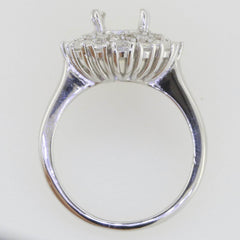 Sterling Silver Semi Mount Ring Setting Oval OV 10x7mm Double Halo White Topaz - Syzjewelry