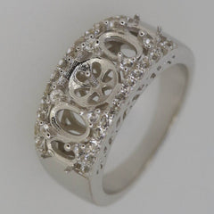 Sterling Silver SemiMount Ring Setting Pearl Round RD 9x9 to 9.5mm OV6x4,5x3 - Syzjewelry