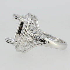 Sterling Silver Semi Mount Ring Setting Oval OV 15x8mm Vintage Repro - Syzjewelry