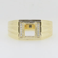 10K Yellow Gold Semi Mount Ring Setting Emerald OCT 9x7 8x6mm Men's Ring - Syzjewelry