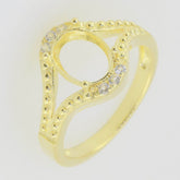 14K Yellow Gold & Diamond Semi Mount Ring Setting Oval OV 9x7mm - Syzjewelry
