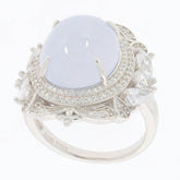 Sterling Silver Semi Mount Ring Setting Cabochon Oval OV 14x12mm White - Syzjewelry