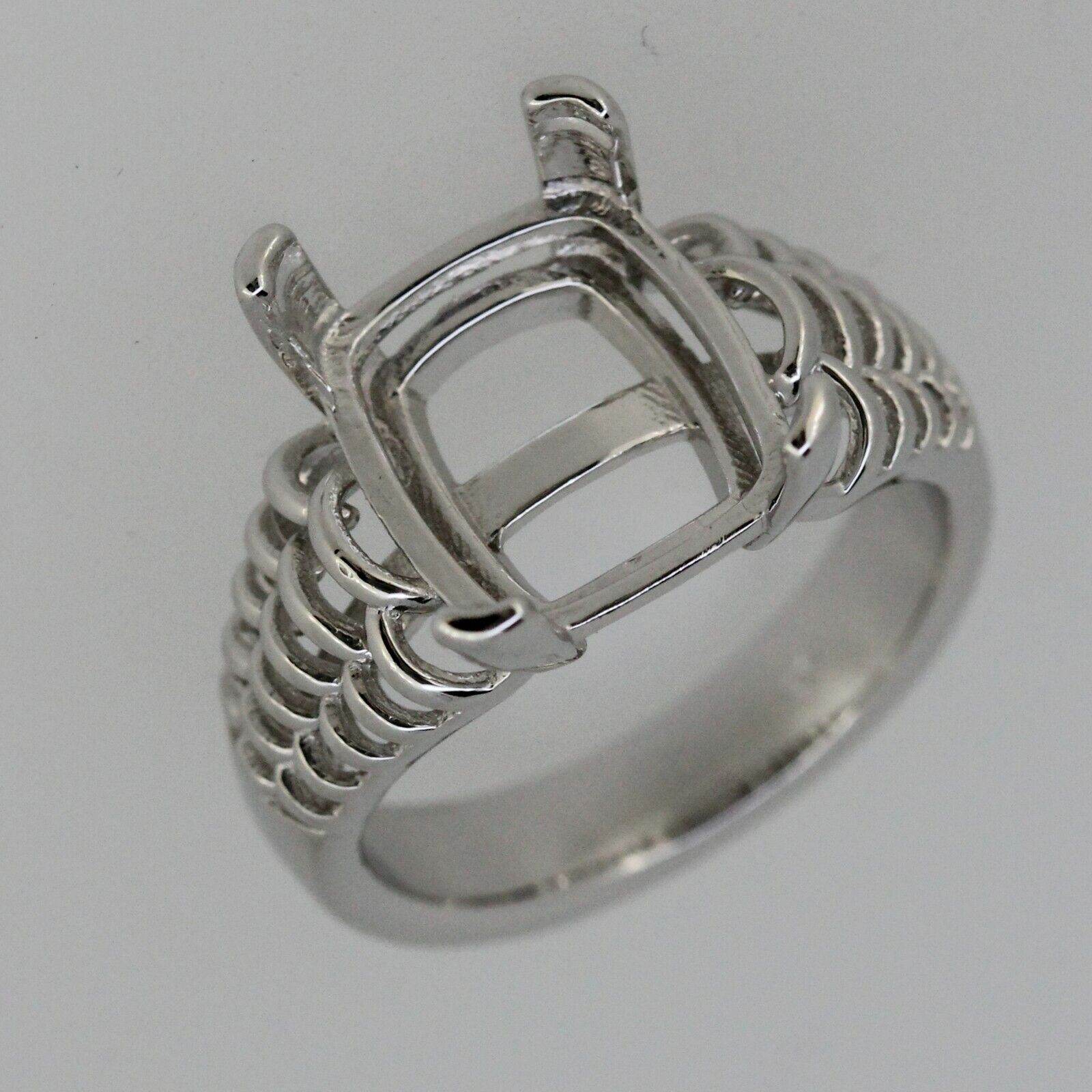 Sterling Silver Semi Mount Ring Setting cabochon Cushion Cu 12x10mm - Syzjewelry