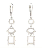 Sterling Silver Semi Mount Earrings Setting OCT 10x8 OV 7x5 SQ 6x6mm - Syzjewelry
