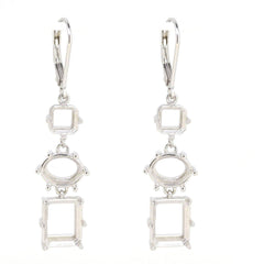Sterling Silver Semi Mount Earrings Setting OCT 10x8 OV 7x5 SQ 6x6mm - Syzjewelry