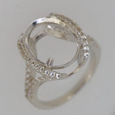 Sterling Silver Semi Mount Ring Setting Oval OV 16X12mm White Topaz - Syzjewelry