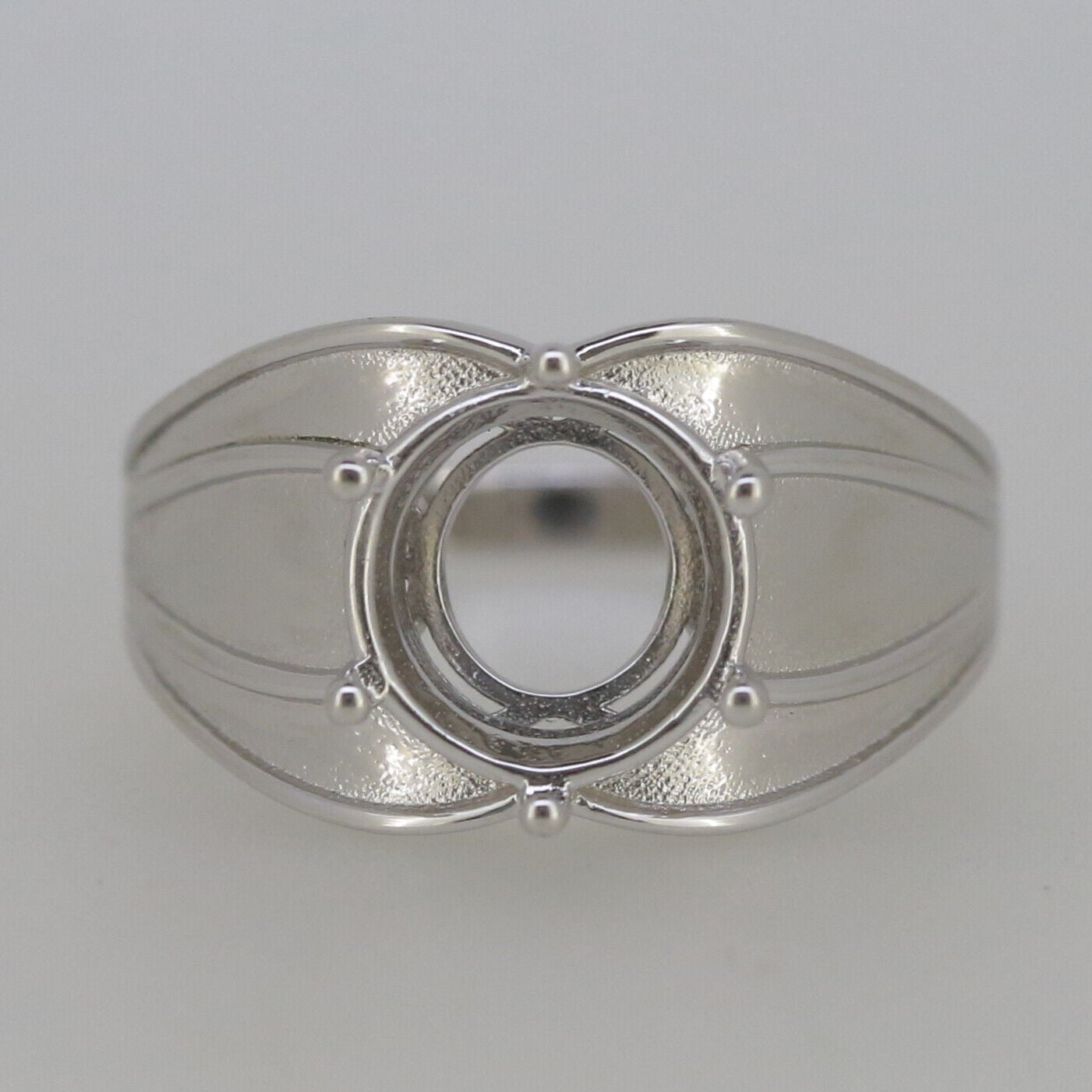 Contemporary Men's Ring Settings Sterling Silver Ring Mounting Round RD 10x10mm - Syzjewelry