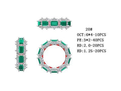 Sterling Silver Semi Mount Ring Setting Emerald OCT 6X4mm PE3x2 RD2 Eternity - Syzjewelry