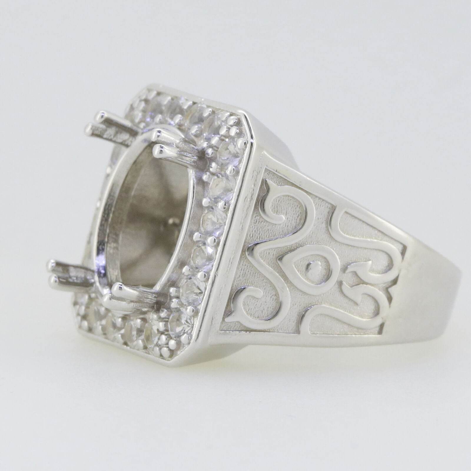 Men's Sterling Silver Semi Mount Ring Setting Oval OV 15x12mm Unisex - Syzjewelry