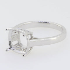 Sterling Silver Semi Mount Ring Setting Cushion CU 10x10mm Solitaire W - Syzjewelry