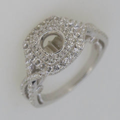 Sterling Silver Semi Mount Ring Setting Round RD 6.5x6.5mm Halo Engage - Syzjewelry