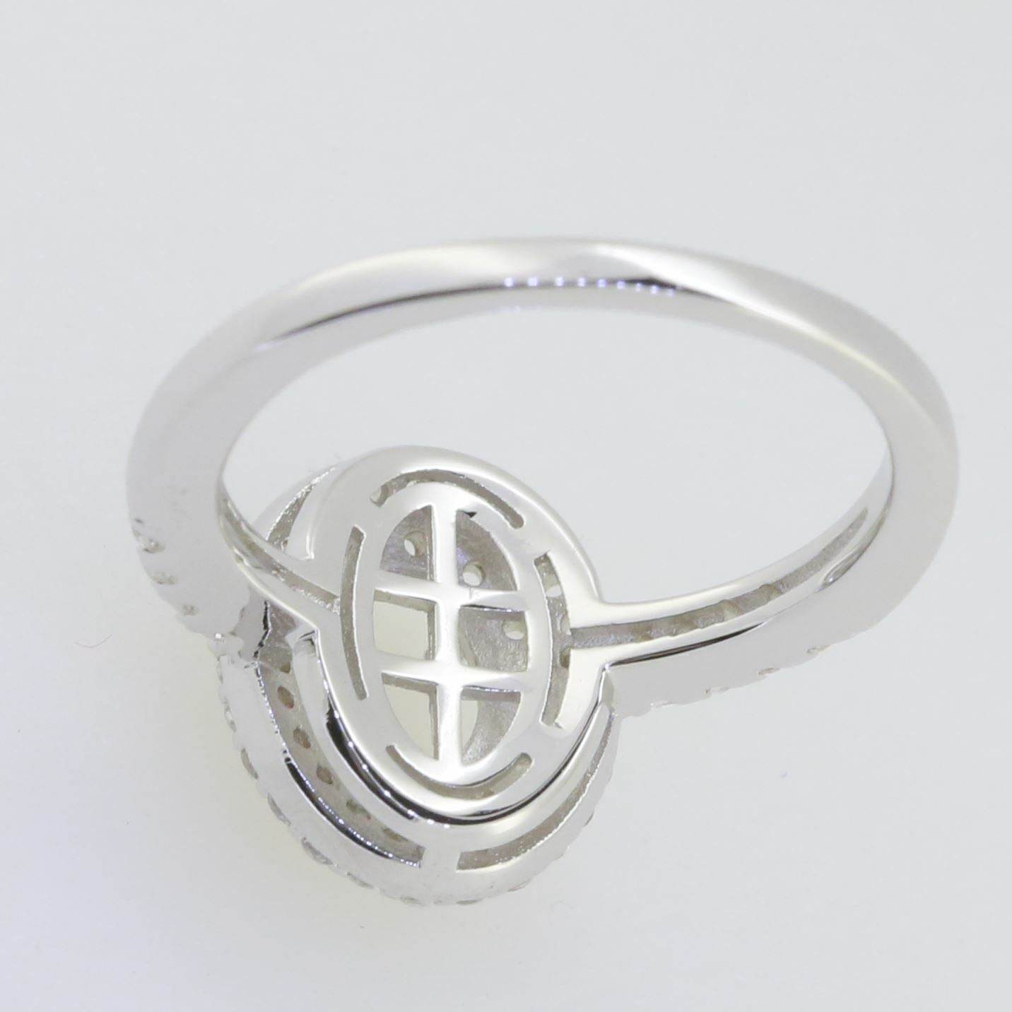 14K White Gold Semi Mount Ring Setting Oval OV 8X6mm W/ Moissanite - Syzjewelry