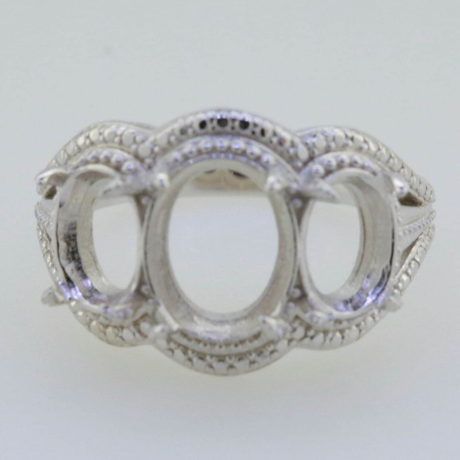 Sterling Silver Semi Mount Ring Setting Oval OV 10X8mm 8x6mm 3 stones Solid - Syzjewelry