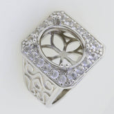 Men's Sterling Silver Semi Mount Ring Setting Oval OV 15x12mm Unisex - Syzjewelry