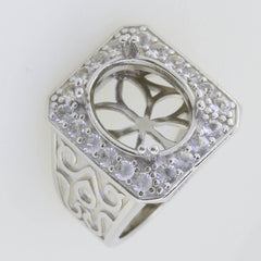 Men's Sterling Silver Semi Mount Ring Setting Oval OV 15x12mm Unisex - Syzjewelry