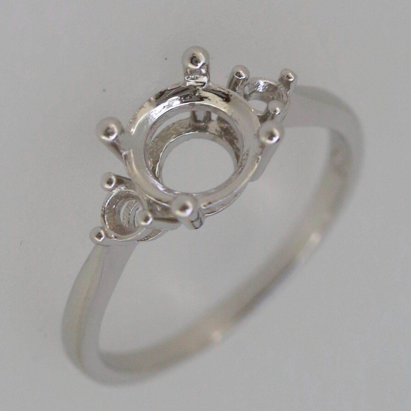 Sterling Silver Semi Mount Ring Setting RD 7x7mm 3 Stones - Syzjewelry